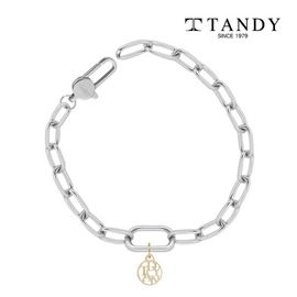 [TANDY] Women's Emblem Pendant Link Chain Bracelet TDB503S – Durable Stainless Steel, No Discoloration, Unique Chain Design for Everyday Elegance